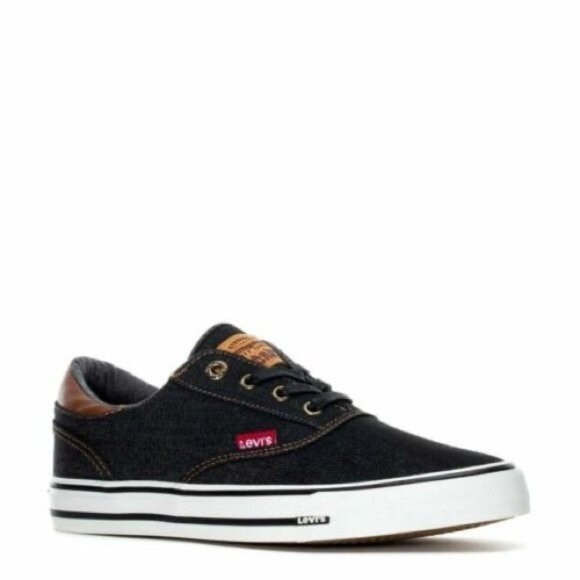 Levis Ethan Denim II Canvas Low Sport Sneakers Black & Tan Size 13 NWOT - Picture 1 of 9